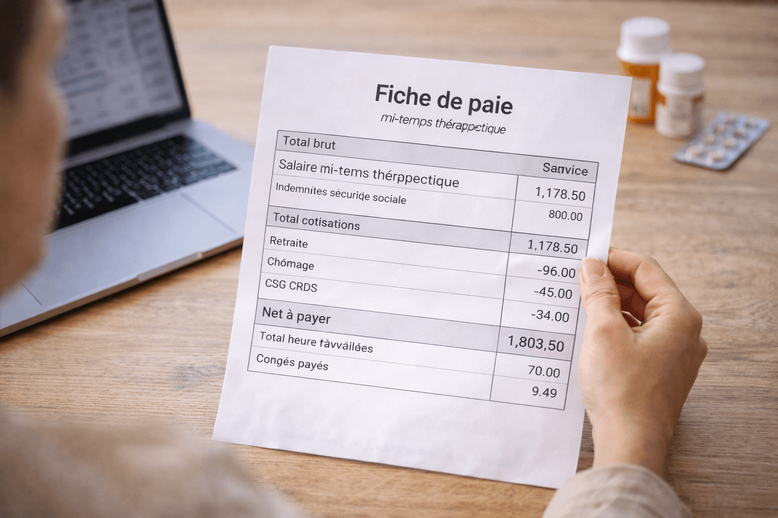 salaire mi-temps thérapeutique